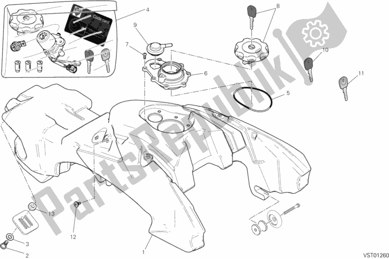 Todas as partes de Tanque De Combustível do Ducati Hypermotard SP USA 821 2014